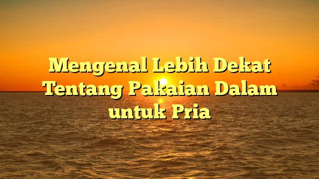 Mengenal Lebih Dekat Tentang Pakaian Dalam untuk Pria